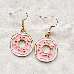 Cute Pink Donut Earrings | Fish Hook